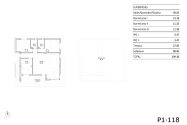 Rzut - Dom na sprzedaż 3 pokoje o powierzchni 82,69 m² - numer 0-118 w Domy w San Miguel de Salinas - 87172235