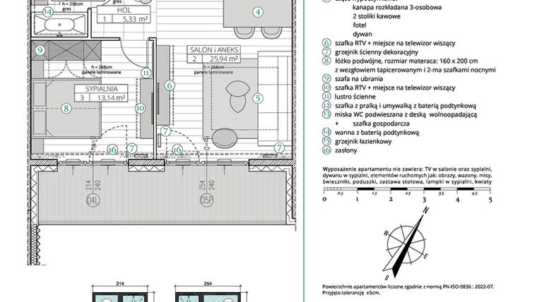 Rzut - Mieszkanie na sprzedaż 2 pokoje o powierzchni 48,99 m² - numer A.4.9 w Remedium