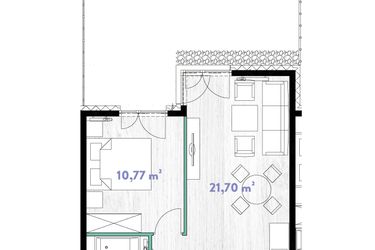Rzut - Mieszkanie na sprzedaż 2 pokoje o powierzchni 40,45 m² - numer A.00.03 w Do Wilgi