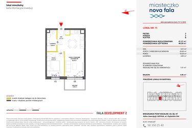 Rzut - Mieszkanie na sprzedaż 2 pokoje o powierzchni 41,21 m² - numer 75 w Miasteczko Nova Fala