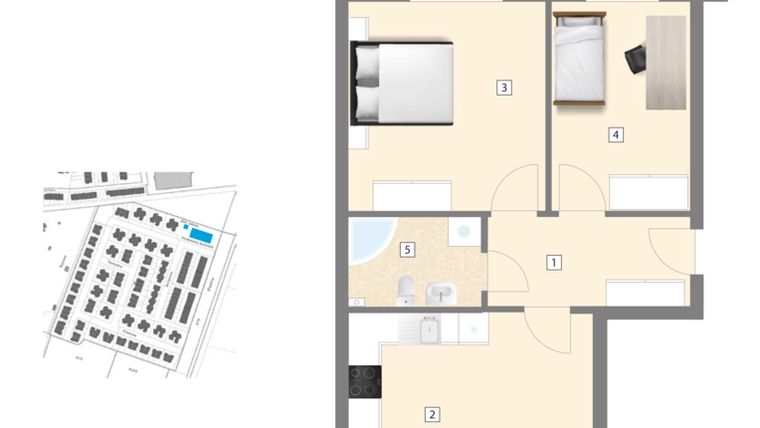 Rzut - Mieszkanie na sprzedaż 3 pokoje o powierzchni 63,6 m² - numer A5 w Błękitne Aleje Etap XV