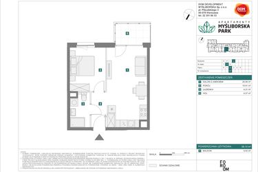 Rzut - Mieszkanie na sprzedaż 2 pokoje o powierzchni 39,13 m² - numer J37 w Apartamenty Myśliborska Park