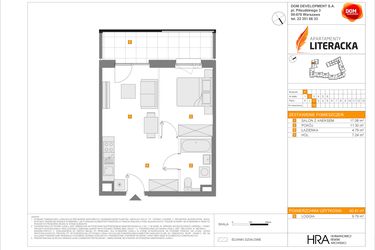 Rzut - Mieszkanie na sprzedaż 2 pokoje o powierzchni 40,41 m² - numer F.73 w Apartamenty Literacka etap 2.3