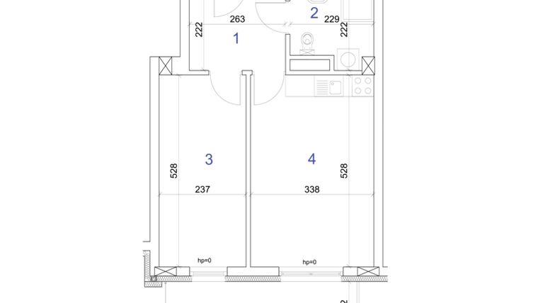 Rzut - Mieszkanie na sprzedaż 2 pokoje o powierzchni 40,49 m² - numer 6A.95 w Mierzeja Wiślana etap IV