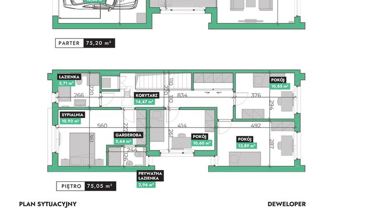 Rzut - Dom na sprzedaż 5 pokoi o powierzchni 150,25 m² - numer 3-M w Błękitny Wawer etap III