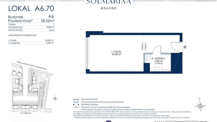 Rzut - Mieszkanie na sprzedaż 1 pokój o powierzchni 28,64 m² - numer A6.70 w Grano Hotel Solmarina