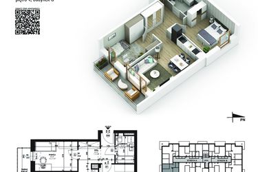 Rzut - Mieszkanie na sprzedaż 3 pokoje o powierzchni 53,29 m² - numer 67 w Piano Park etap V