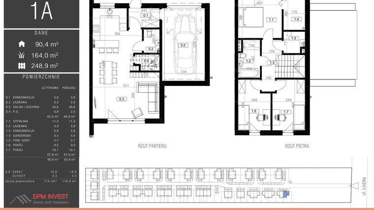 Rzut - Dom na sprzedaż 4 pokoje o powierzchni 114,3 m² - numer 1A w Family Park Ksawerów IV