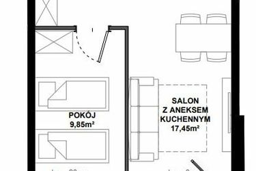 Rzut - Mieszkanie na sprzedaż 2 pokoje o powierzchni 39,12 m² - numer C.4 w Apartamenty Bałtyk