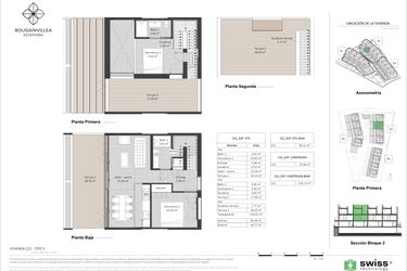 Rzut - Mieszkanie na sprzedaż 2 pokoje o powierzchni 60 m² - numer 222 w Bougainvillea - Estepona