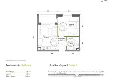 Rzut - Mieszkanie na sprzedaż 2 pokoje o powierzchni 38,27 m² - numer F1/C/03 w Orawska Vita