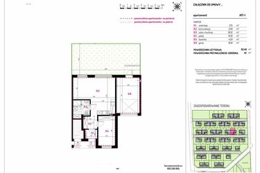 Rzut - Mieszkanie na sprzedaż 2 pokoje o powierzchni 62,4 m² - numer A17-1 w Aleja Kwitnącej Wiśni