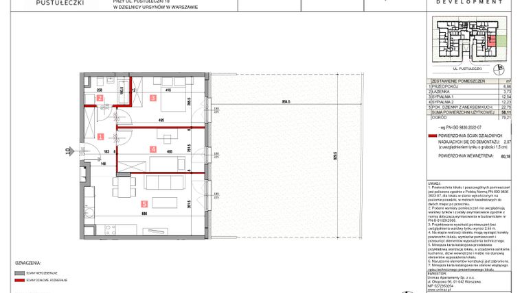 Rzut - Mieszkanie na sprzedaż 3 pokoje o powierzchni 58,11 m² - numer M10 w Apartamenty Pustułeczki