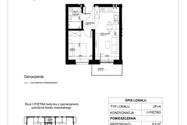 Rzut - Mieszkanie na sprzedaż 2 pokoje o powierzchni 32,37 m² - numer 14 w Esperanto Park etap II