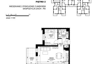 Rzut - Mieszkanie na sprzedaż 2 pokoje o powierzchni 43,95 m² - numer C2-M31 w Stacja Łódź V – etap C2