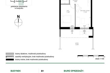 Rzut - Mieszkanie na sprzedaż 2 pokoje o powierzchni 38,32 m² - numer M4 w Wędrowna