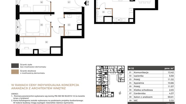 Rzut - Mieszkanie na sprzedaż 4 pokoje o powierzchni 121,48 m² - numer M32 w Apartamenty Królewska Huta
