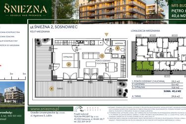 Rzut - Mieszkanie na sprzedaż 2 pokoje o powierzchni 40,6 m² - numer A15 w Śnieżna - Osiedle nad Przemszą
