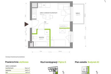 Rzut - Mieszkanie na sprzedaż 1 pokój o powierzchni 27,7 m² - numer A1.5A30 w Bemowo Vita