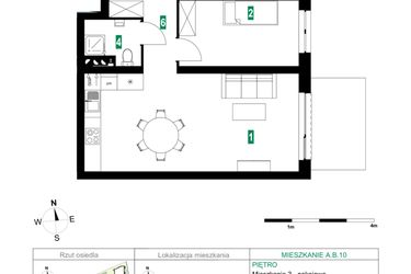 Rzut - Mieszkanie na sprzedaż 3 pokoje o powierzchni 64,88 m² - numer A.B.10 w Park Śliwowa
