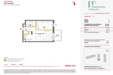 Rzut - Mieszkanie na sprzedaż 2 pokoje o powierzchni 40,33 m² - numer 77 w Miasteczko Julianów