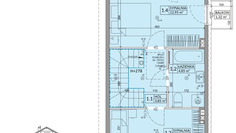 Rzut - Dom na sprzedaż 3 pokoje o powierzchni 68,42 m² - numer 15B w Osiedle Słoneczne etap II