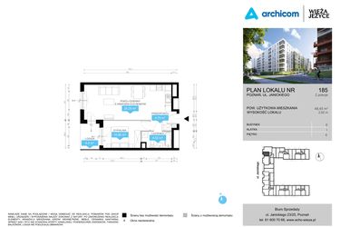 Rzut - Mieszkanie na sprzedaż 2 pokoje o powierzchni 48,45 m² - numer CDEF.185 w Wieża Jeżyce etap II