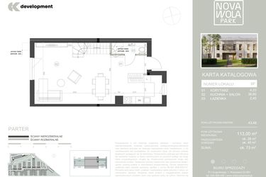 Rzut - Dom na sprzedaż 4 pokoje o powierzchni 113 m² - numer 6F w Nova Wola Park II