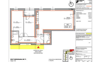 Rzut - Mieszkanie na sprzedaż 3 pokoje o powierzchni 81,6 m² - numer 3.71 w Czerwieńskiego 3