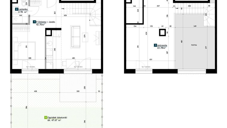 Rzut - Mieszkanie na sprzedaż 1 pokój o powierzchni 68,44 m² - numer BF0002 w Viva Cité