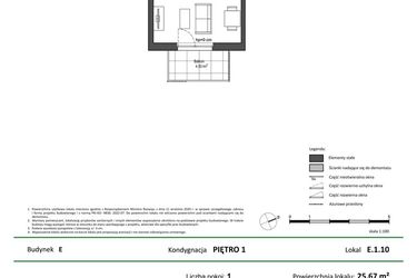 Rzut - Mieszkanie na sprzedaż 1 pokój o powierzchni 25,67 m² - numer E.1.10 w Nowy Świat Ostoja etap II - EFG