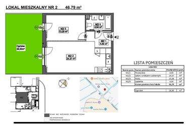 Rzut - Mieszkanie na sprzedaż 2 pokoje o powierzchni 46,79 m² - numer M2 w Jeziorna 1