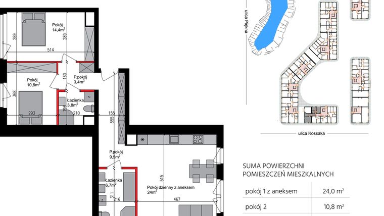 Rzut - Mieszkanie na sprzedaż 3 pokoje o powierzchni 74,6 m² - numer M169 w Perłowa Dolina