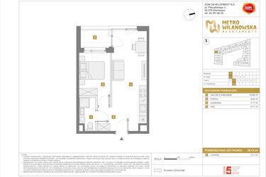 Rzut - Mieszkanie na sprzedaż 2 pokoje o powierzchni 35,74 m² - numer 12 w Apartamenty Metro Wilanowska