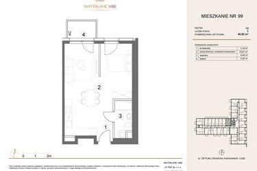 Rzut - Mieszkanie na sprzedaż 1 pokój o powierzchni 40,82 m² - numer 99 w Waterlane Vibe