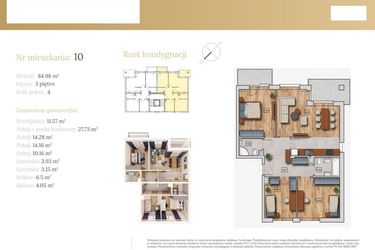 Rzut - Mieszkanie na sprzedaż 4 pokoje o powierzchni 85,05 m² - numer 51A.10 w Dębowa 51