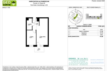 Rzut - Mieszkanie na sprzedaż 2 pokoje o powierzchni 41,68 m² - numer 28/92 w Symfonia Ptasia 28