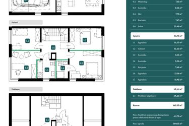 Rzut - Dom na sprzedaż 6 pokoi o powierzchni 163,35 m² - numer 9A w Spokojny Wilanów