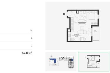 Rzut - Mieszkanie na sprzedaż 1 pokój o powierzchni 36,42 m² - numer HB0103 w Holm House 5
