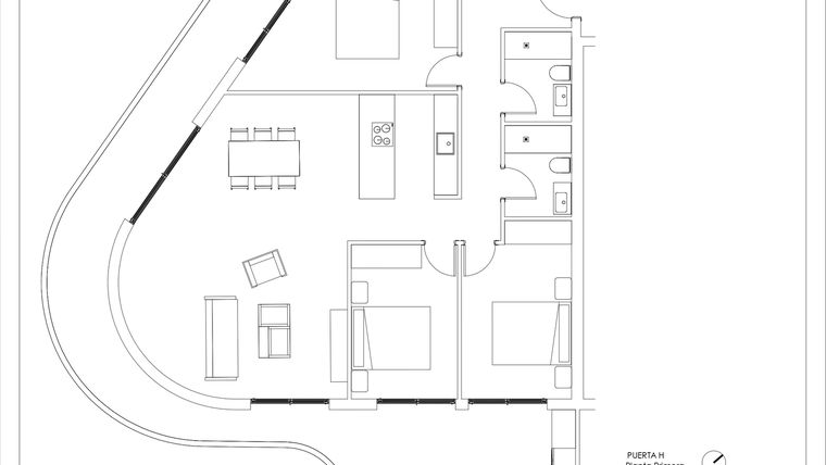 Rzut - Mieszkanie na sprzedaż 3 pokoje o powierzchni 113 m² - numer 1-H w Mieszkania w Calpe - 94000145