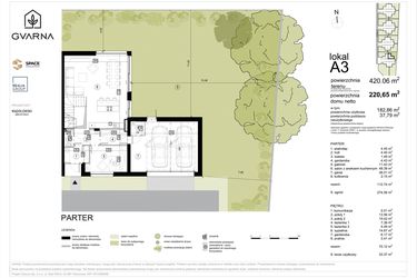 Rzut - Dom na sprzedaż 5 pokoi o powierzchni 220,65 m² - numer A3 w Osiedle Gvarna