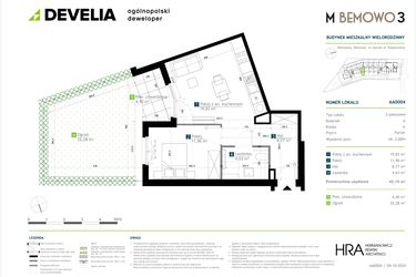 Rzut - Mieszkanie na sprzedaż 2 pokoje o powierzchni 45,19 m² - numer AA0004 w M Bemowo