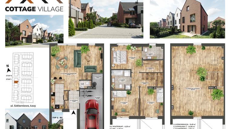 Rzut - Dom na sprzedaż 5 pokoi o powierzchni 189,56 m² - numer B1.4 w Cottage Village