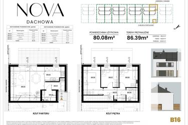 Rzut - Dom na sprzedaż 4 pokoje o powierzchni 80,08 m² - numer B16 w Nova Dachowa II