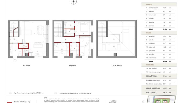 Rzut - Dom na sprzedaż 5 pokoi o powierzchni 143,07 m² - numer D1 w Aniceta Residence