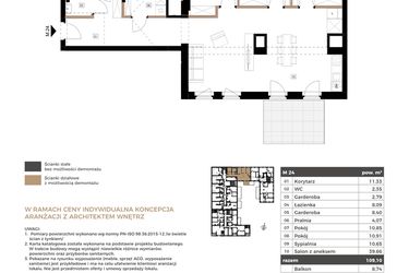 Rzut - Mieszkanie na sprzedaż 4 pokoje o powierzchni 109,1 m² - numer M24 w Apartamenty Królewska Huta