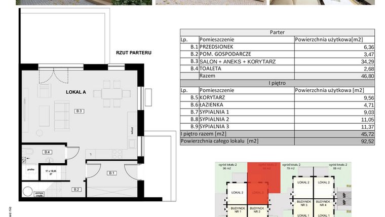 Rzut - Dom na sprzedaż 4 pokoje o powierzchni 92,52 m² - numer Chopina 52A/2 w Kameralny Gruszczyn