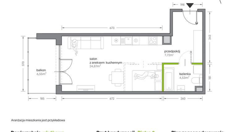 Rzut - Mieszkanie na sprzedaż 1 pokój o powierzchni 37,12 m² - numer A.019 w Żabiniec Vita