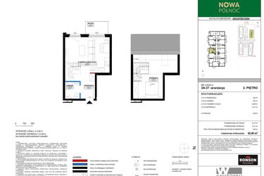 Rzut - Mieszkanie na sprzedaż 3 pokoje o powierzchni 33,12 m² - numer 3A_37 w Nowa Północ etap 2