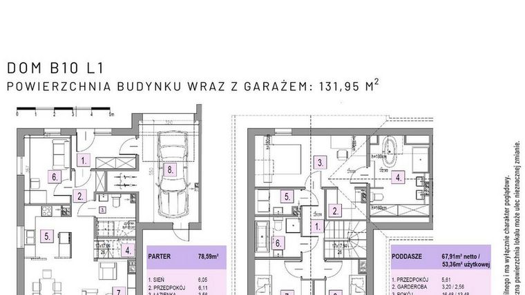 Rzut - Dom na sprzedaż 5 pokoi o powierzchni 131,95 m² - numer B10 L1 w Osiedle Lawendowe
